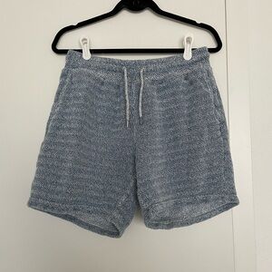 Faherty Sweat Lounge Shorts Blue Knit Medium Whitewater